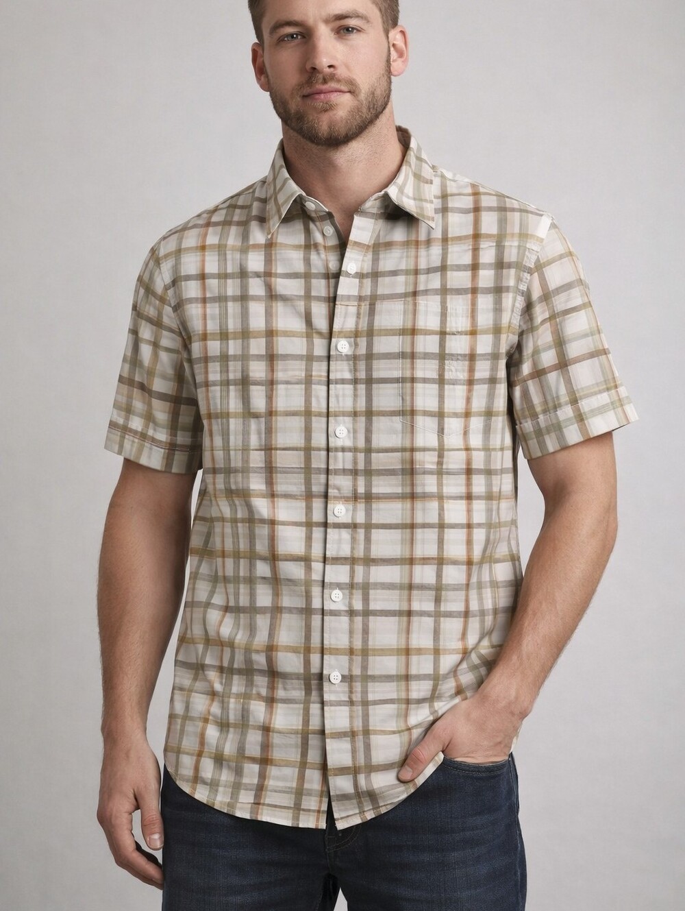 Oakley Shirt Plaid Short Sleeve Button Up Mens Large Slim Fit Casual Outdoor